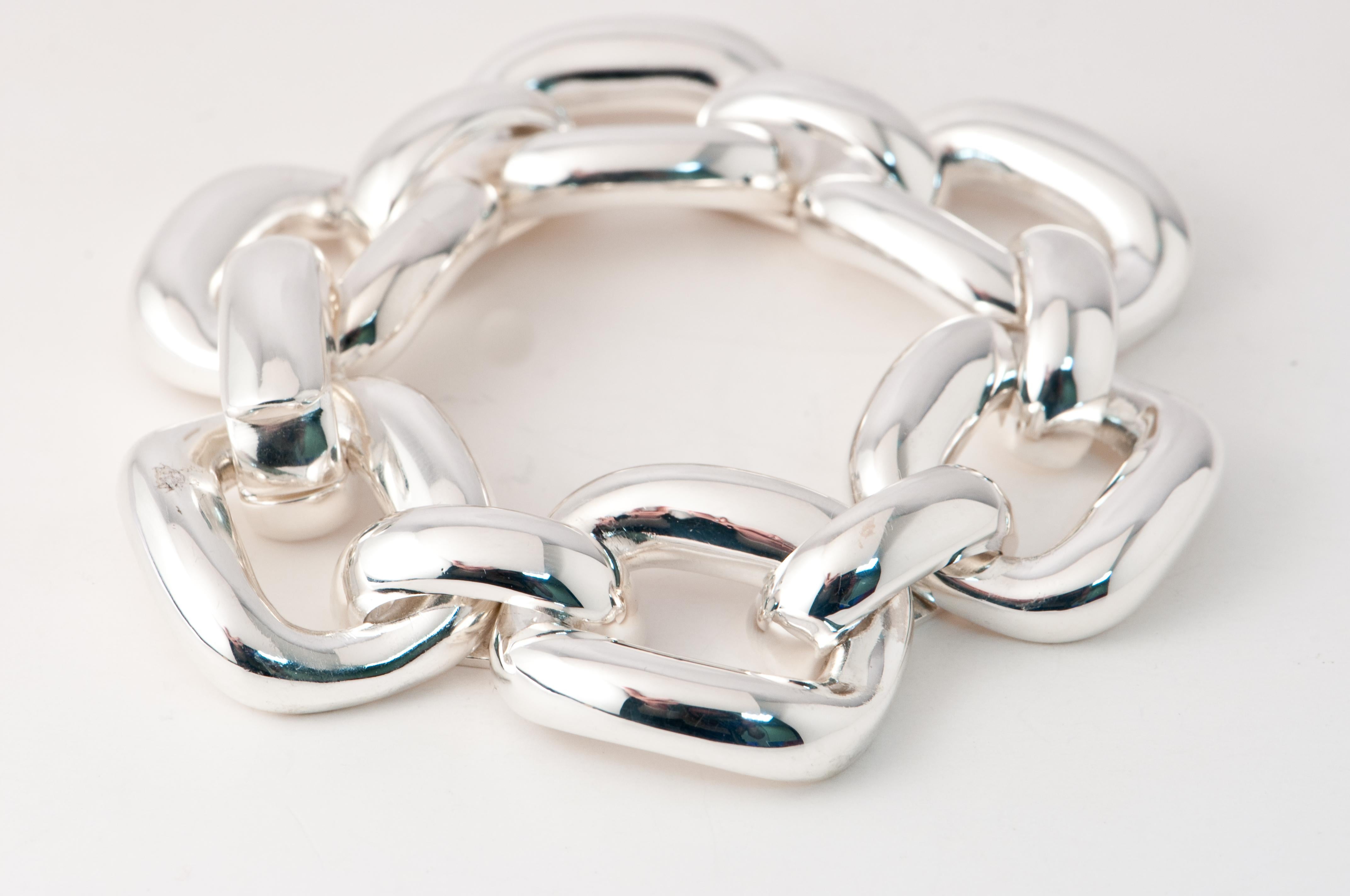 Women's or Men's Silver Square Link Bracelet