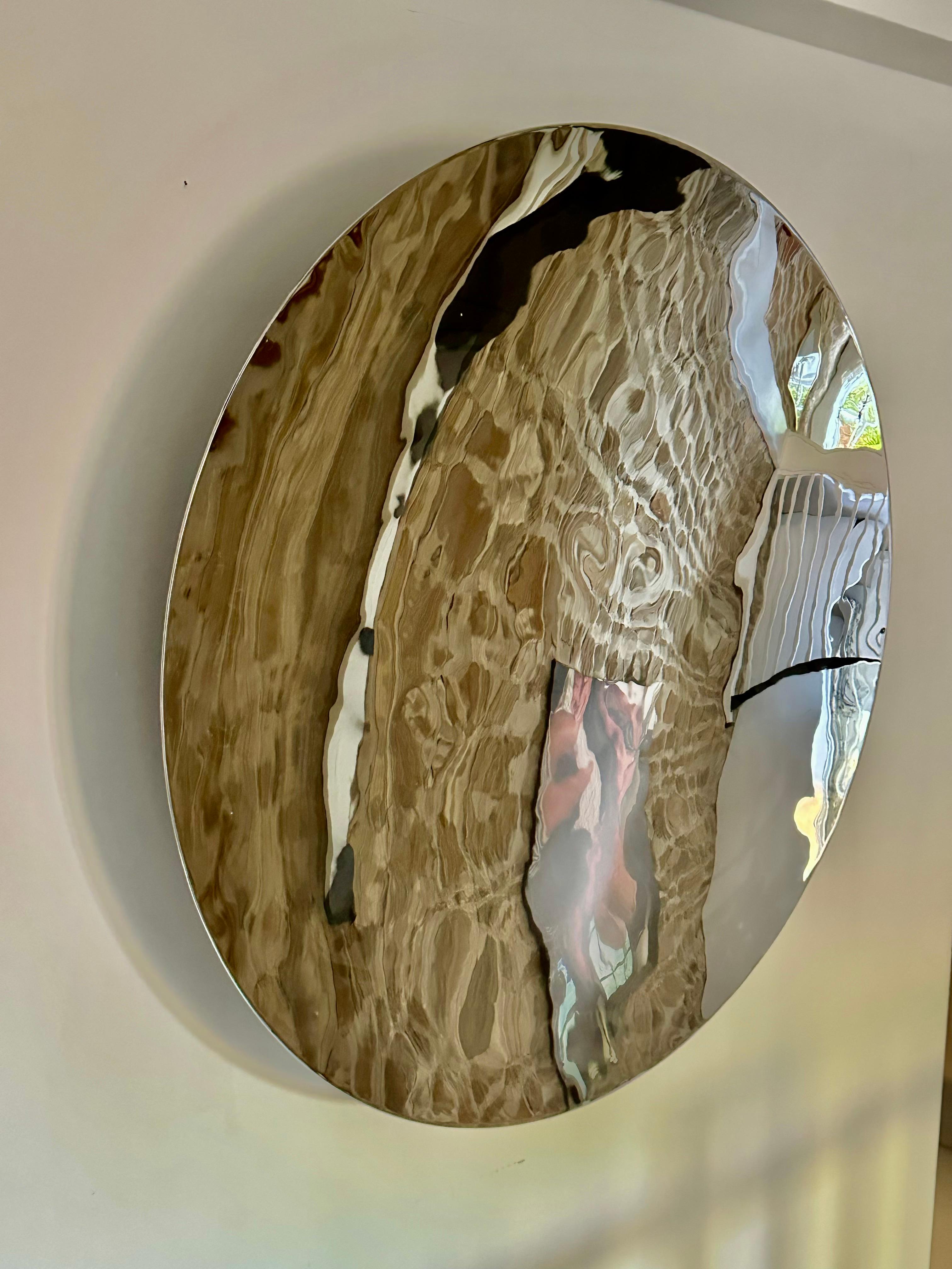 Minimaliste Miroir mural concave en acier inoxydable Silver 100cms/39.3