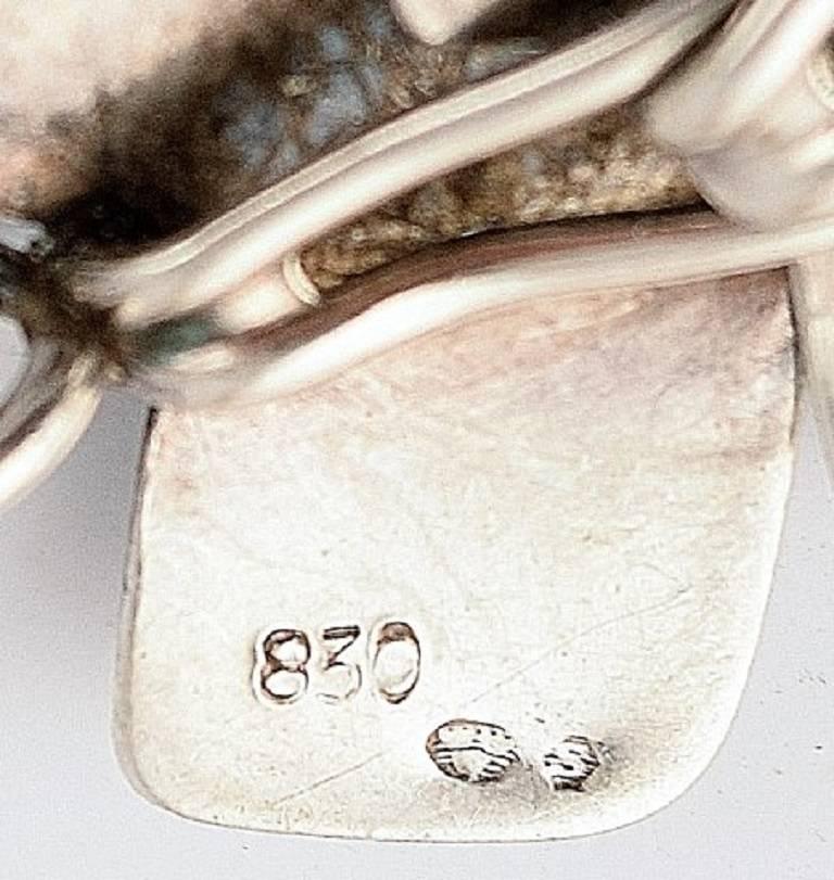 Silver Stamped Modern Scandinavian Design Bracelet  In Excellent Condition In bronshoj, DK