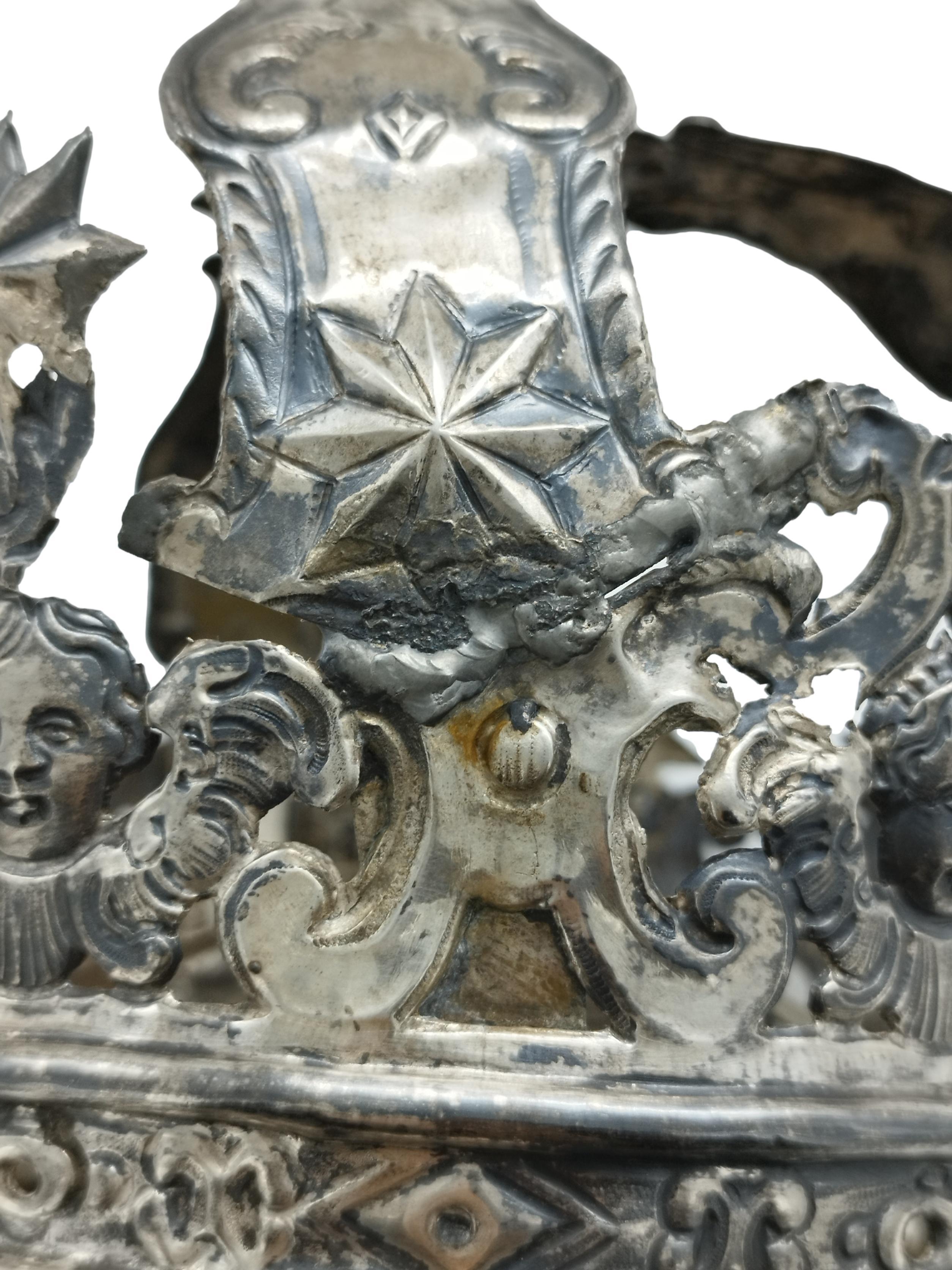 Italian Silver Statue Crown, Neapolitan Workshop, Italy Mid-19th Century
