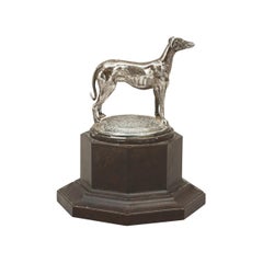 Silver Statue of a Greyhound on Plinth