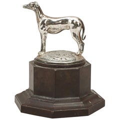Antique Silver Statue of a Greyhound on Plinth