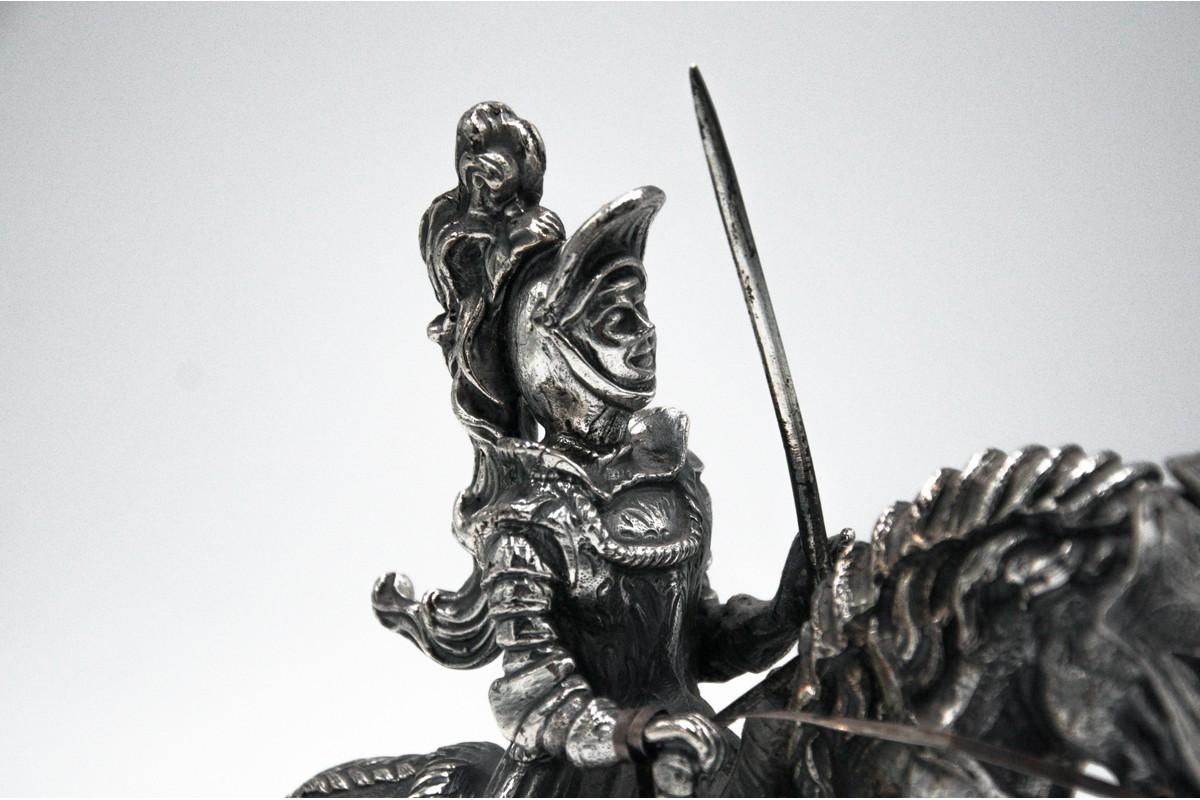 Silver Statue of a Knight on Horseback, 800 Silver, Italy For Sale 6