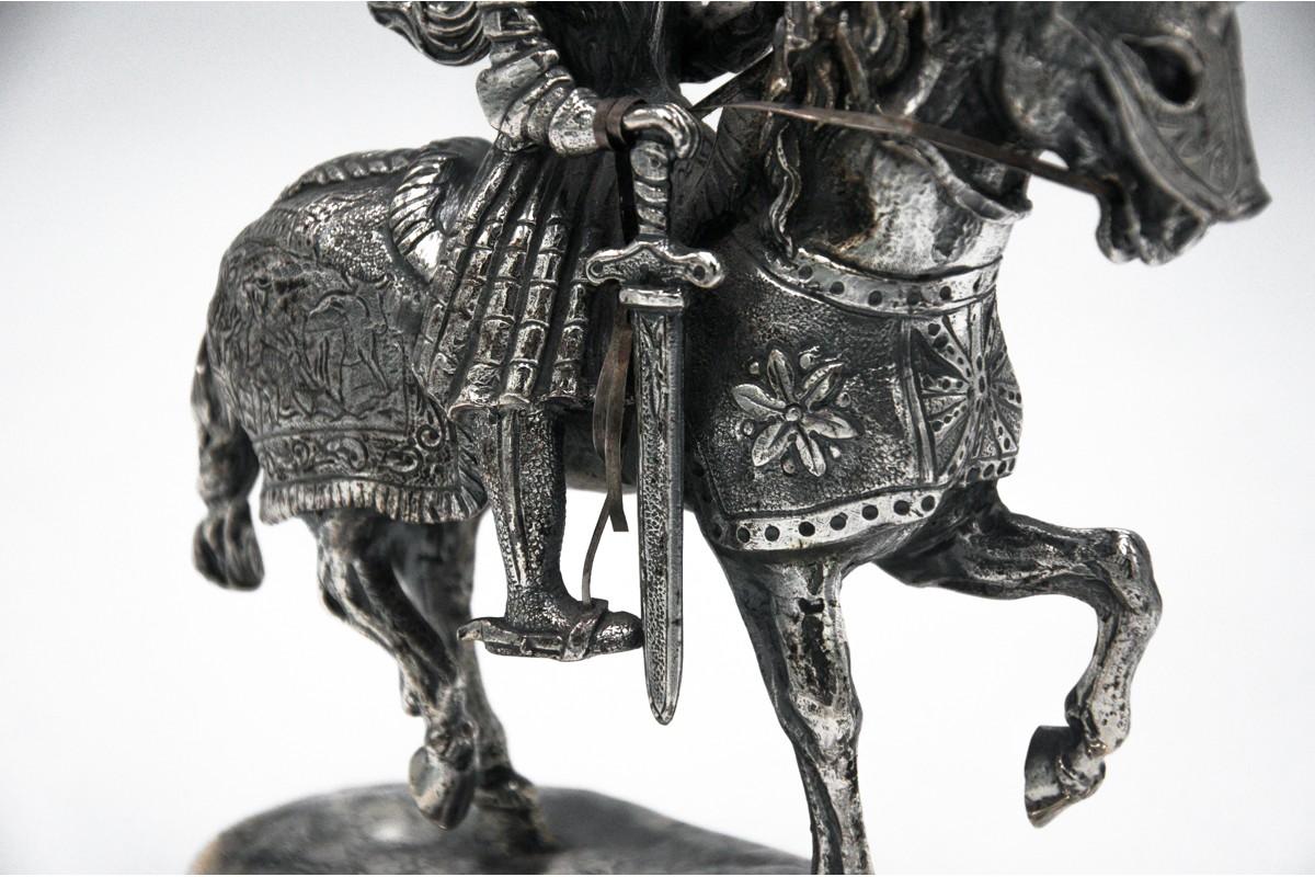 Silberstatue eines Ritters zu Pferd, 800er Silber, Italien im Angebot 7