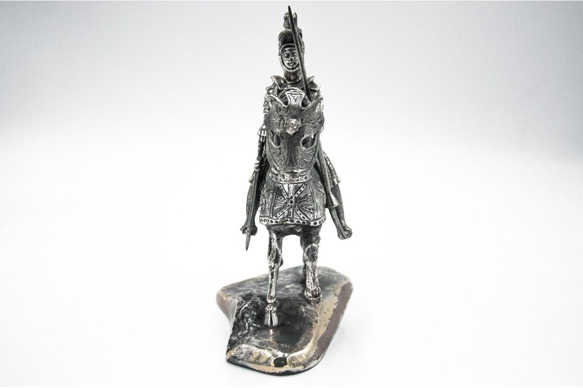 Silver Statue of a Knight on Horseback, 800 Silver, Italy In Good Condition For Sale In Chorzów, PL