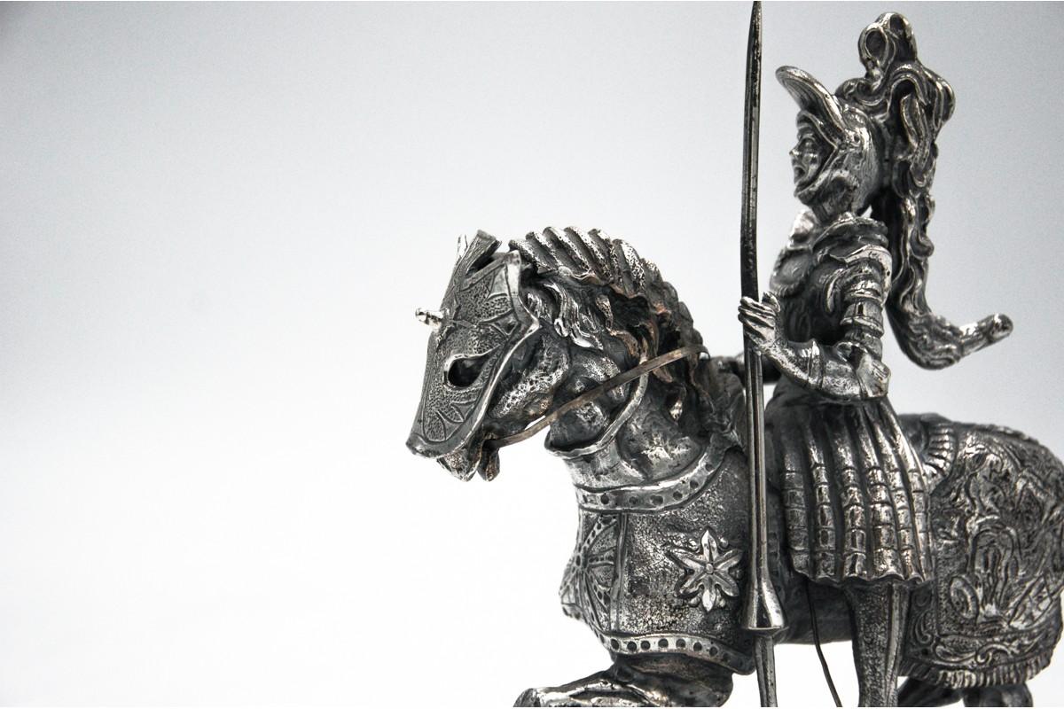 Silver Statue of a Knight on Horseback, 800 Silver, Italy For Sale 2