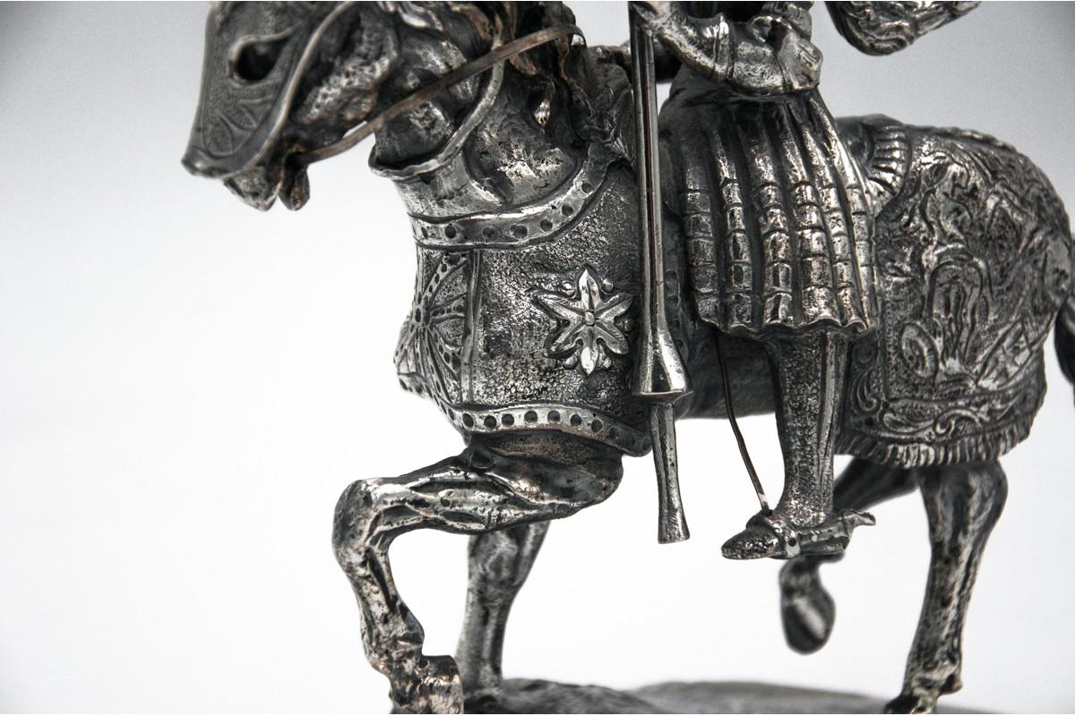 Silver Statue of a Knight on Horseback, 800 Silver, Italy For Sale 3