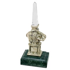 Used Silver Statue with Rock Crystal Obelisk Reproducing Bernini's "Minerva Chick"