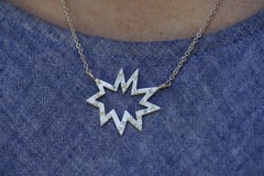 Silver Stella Nova Star Necklace with Colored Gemstones