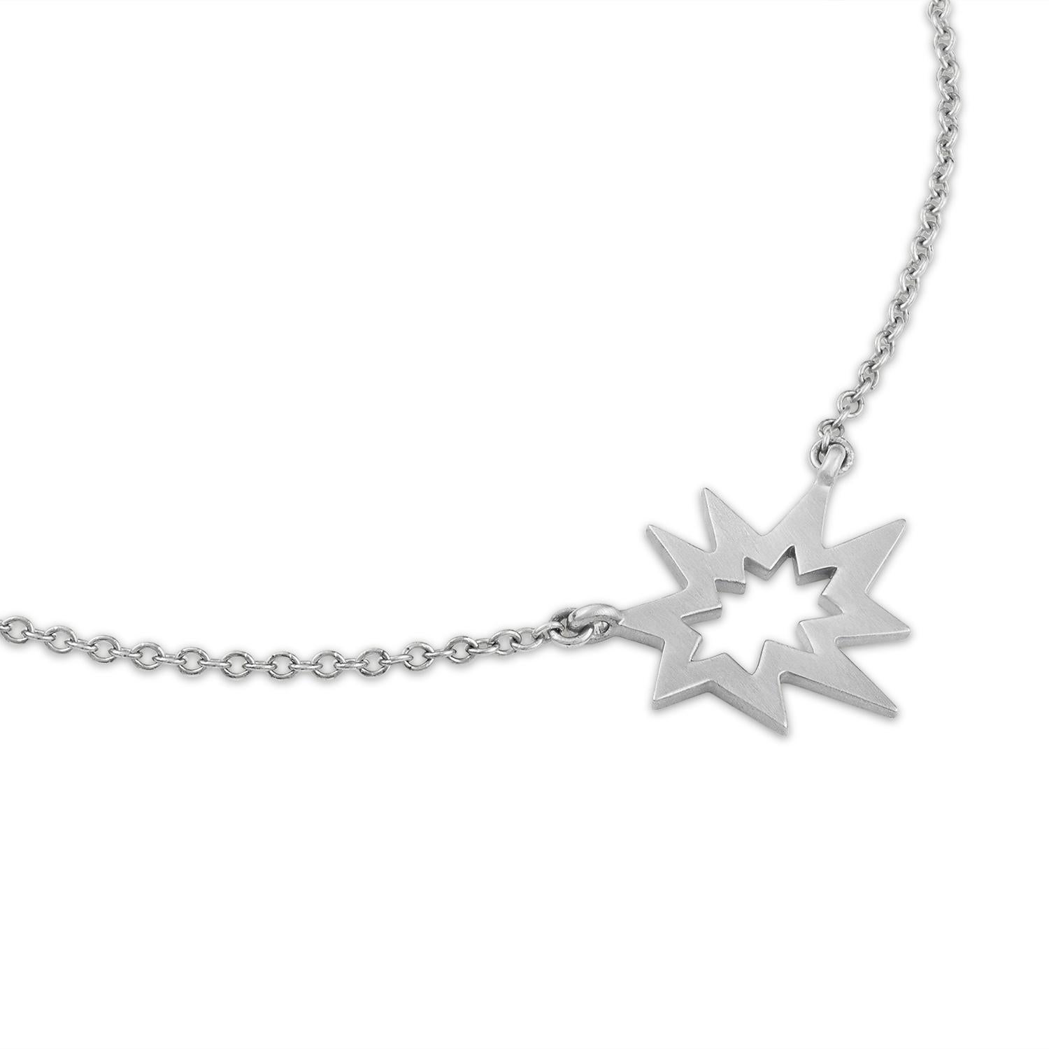Bright and airy! Our iconic matte silver Stellina necklace is fresher than ever in its new Nova incarnation. Fabulous unique star is suspended on a substantial silver chain. Perfect by itself or layered.  KAPOW!
 

matte sterling silver 
1