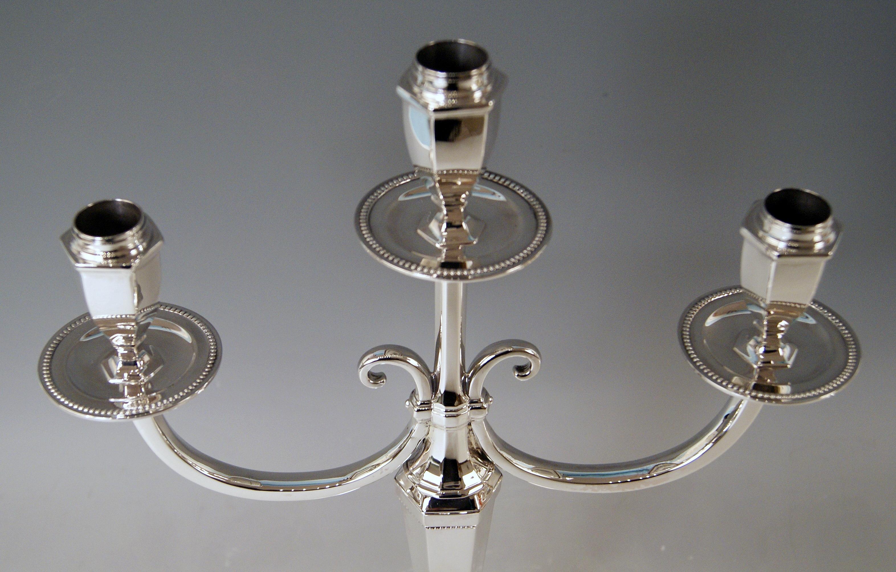 Spanish Silver Sterling Art Deco Pair of Candlesticks Three Arms Possibly, Spain