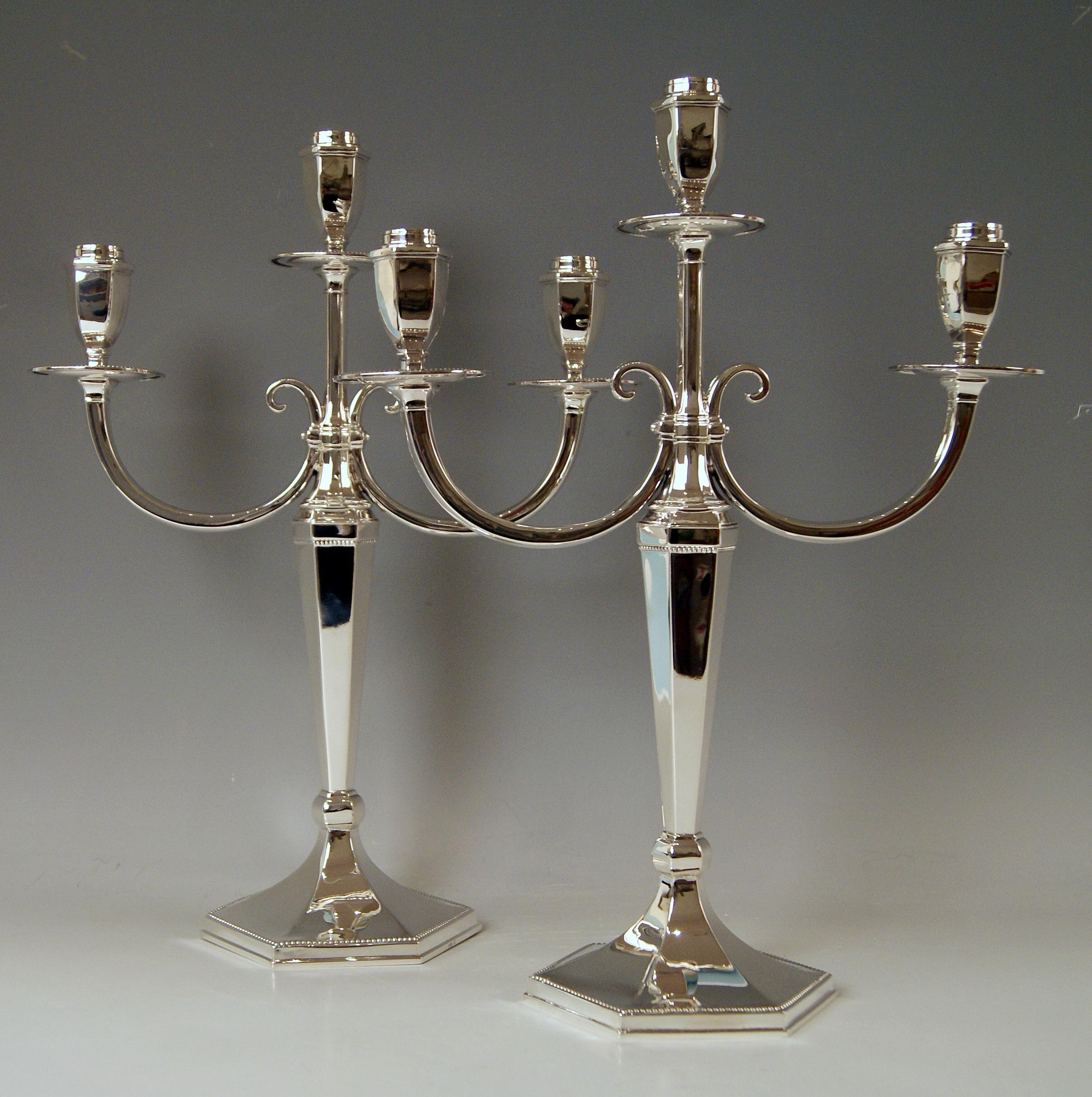 Early 20th Century Silver Sterling Art Deco Pair of Candlesticks Three Arms Possibly, Spain