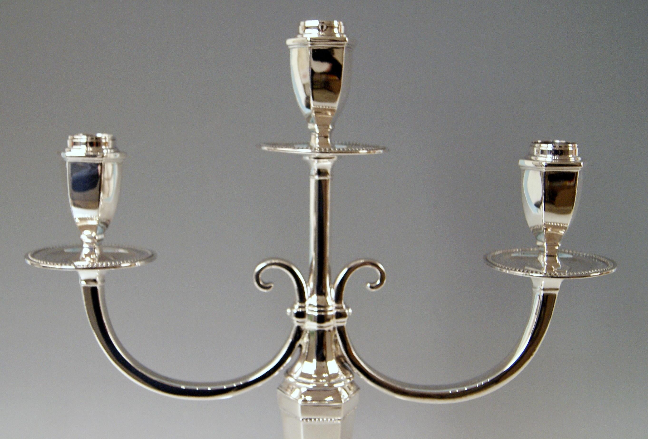 Silver Sterling Art Deco Pair of Candlesticks Three Arms Possibly, Spain 1
