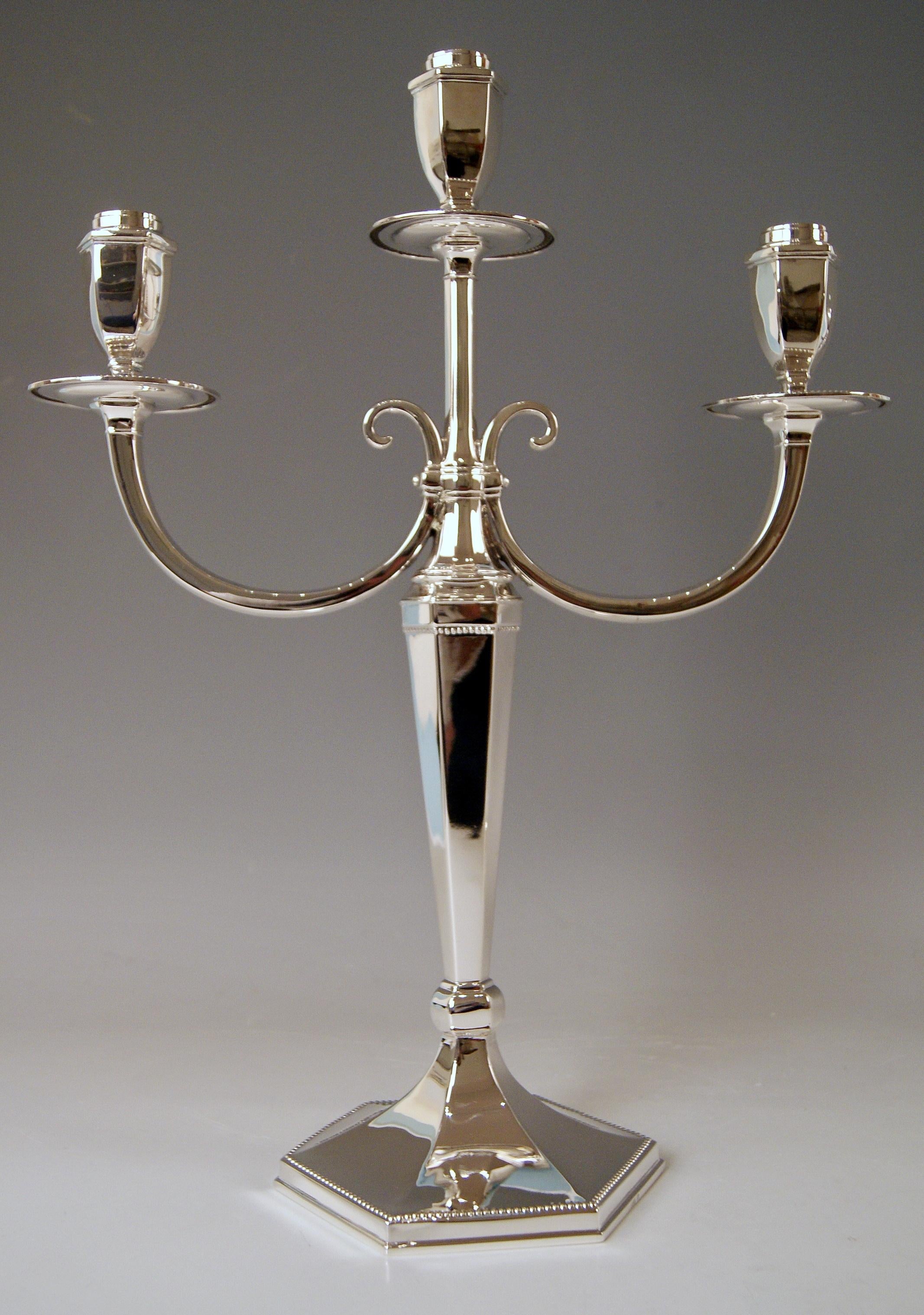 Silver Sterling Art Deco Pair of Candlesticks Three Arms Possibly, Spain 2