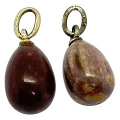Antique Silver Stone Russia Egg Pendants