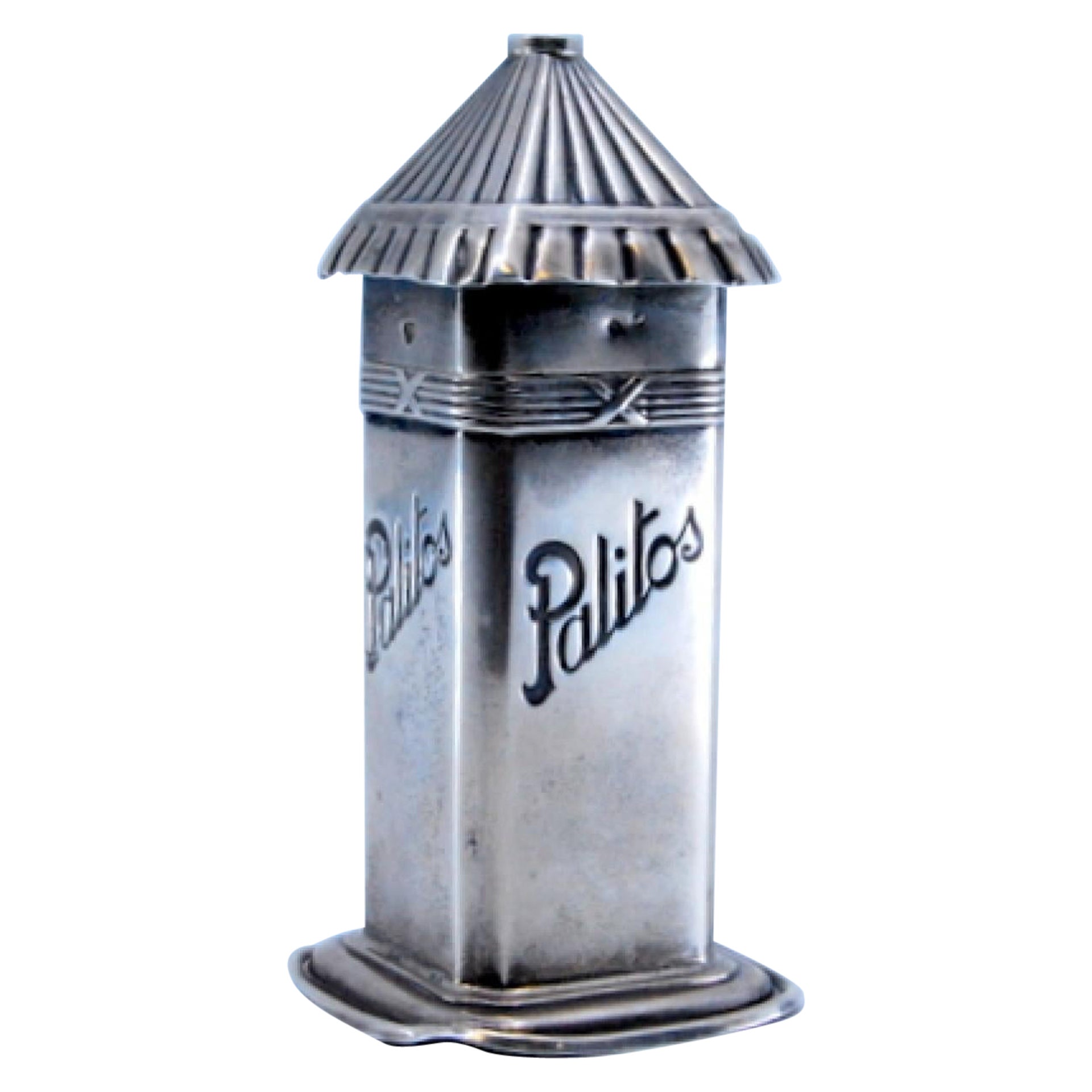 Silver straw-shaped toothpick holder