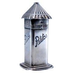 Silver straw-shaped toothpick holder