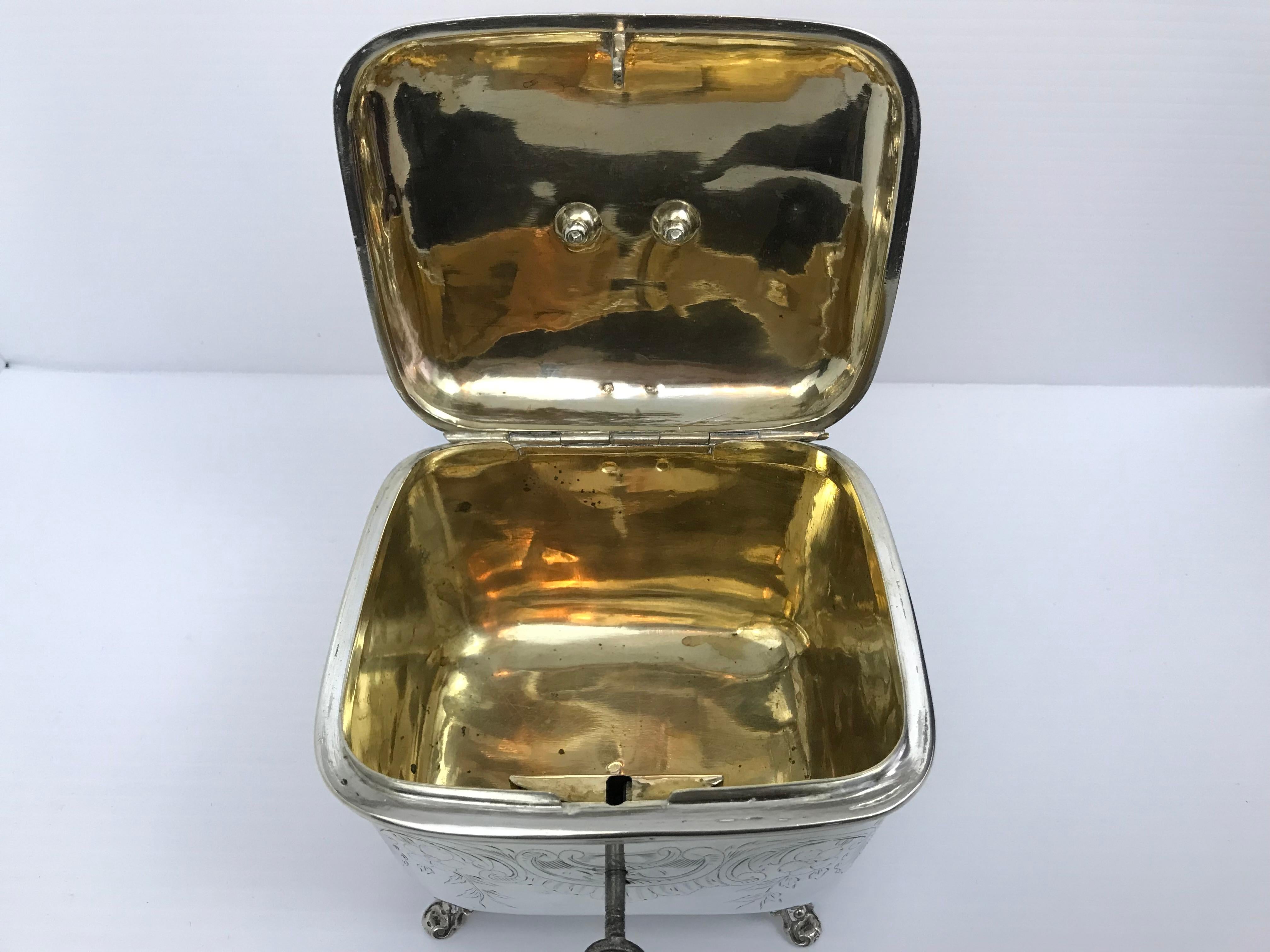 Art Nouveau Silver Sugar Bowl Austria- Hungary 19th Century For Sale