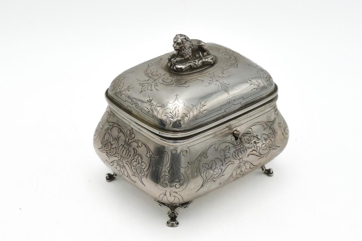 Art Nouveau Silver sugar bowl, Austria-Hungary, late 19th century.