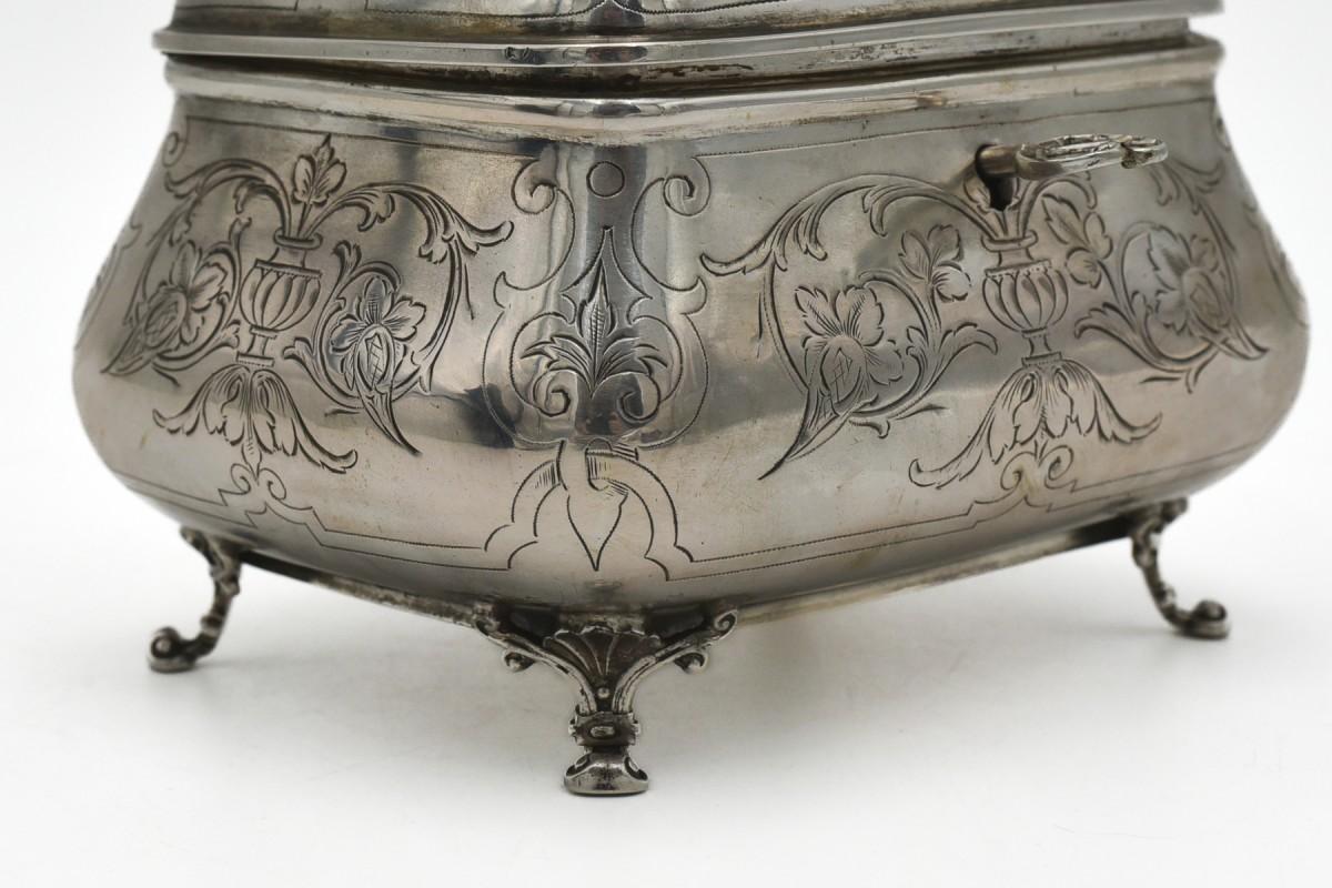 Silver sugar bowl, Austria-Hungary, late 19th century. In Good Condition In Chorzów, PL