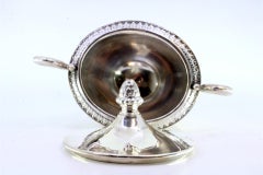 Silver sugar bowl w/ reliefs, friezes, knobbed lid & 4 raised claw feet