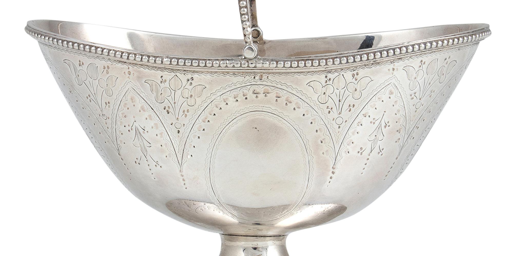 English Silver Sugar Bowl with Handle, England, 1876