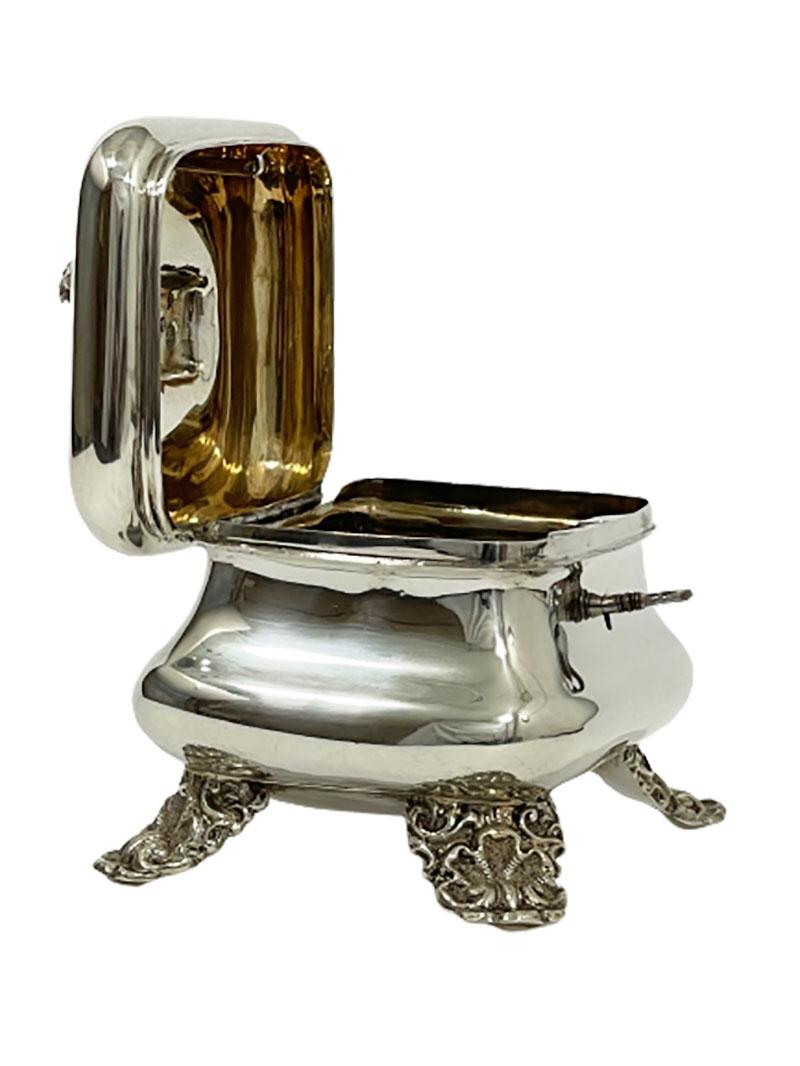 Austrian Silver Sugar Box Raised on Four Feet, Vienna Austria, 1853 For Sale