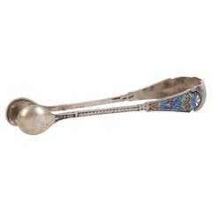 Silver sugar tongs with enamel David Andersen Norway Oslo 1888 - 1925