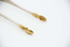 Silver sugar tongs with gold tips