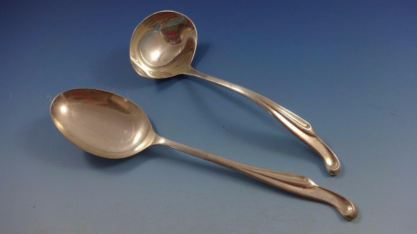 Argento 925 Set di posate in argento Sterling Silver Surf by Stieff Servizio 30 pezzi Moderno in vendita