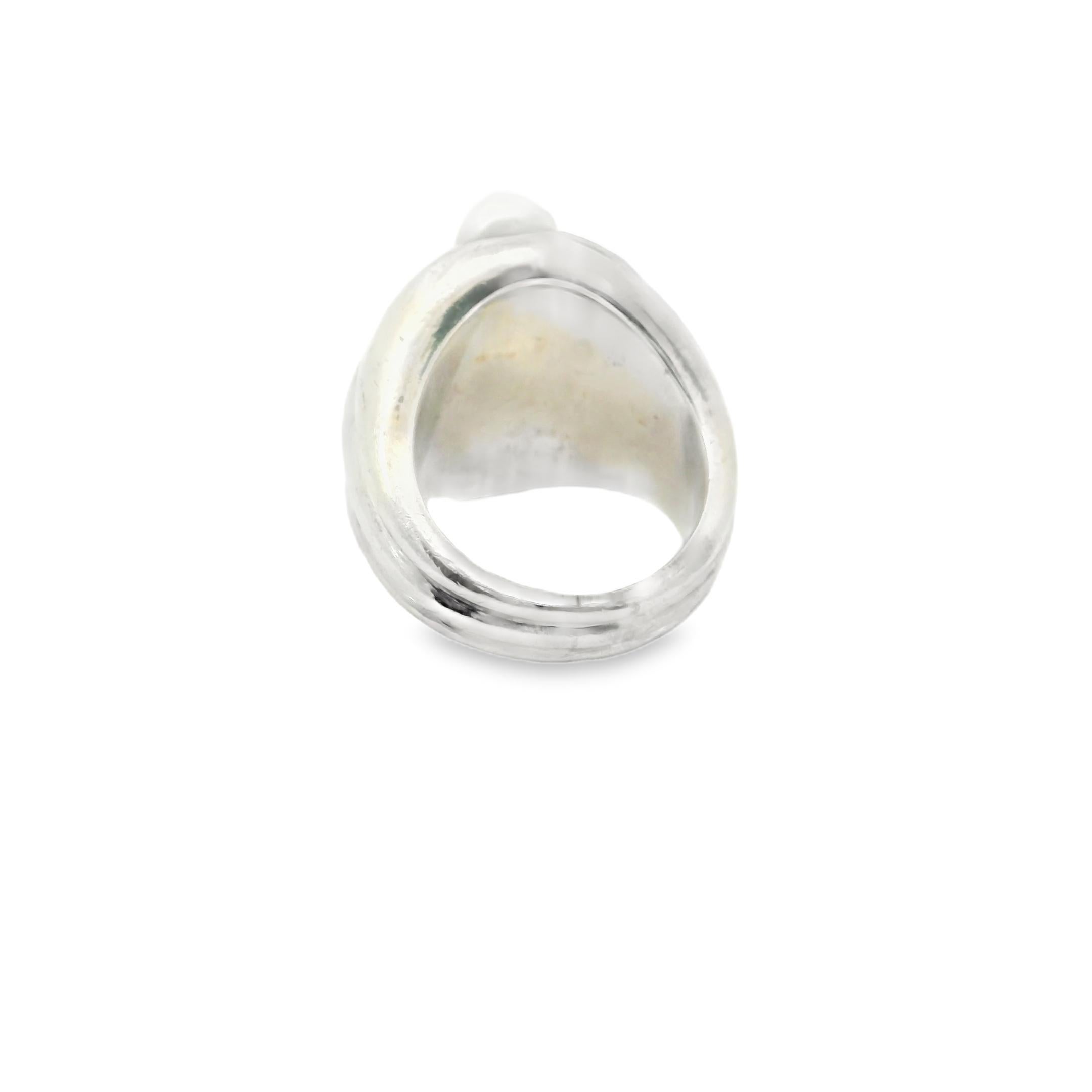 Retro Silver Susanne Belperron Pearl Ring For Sale