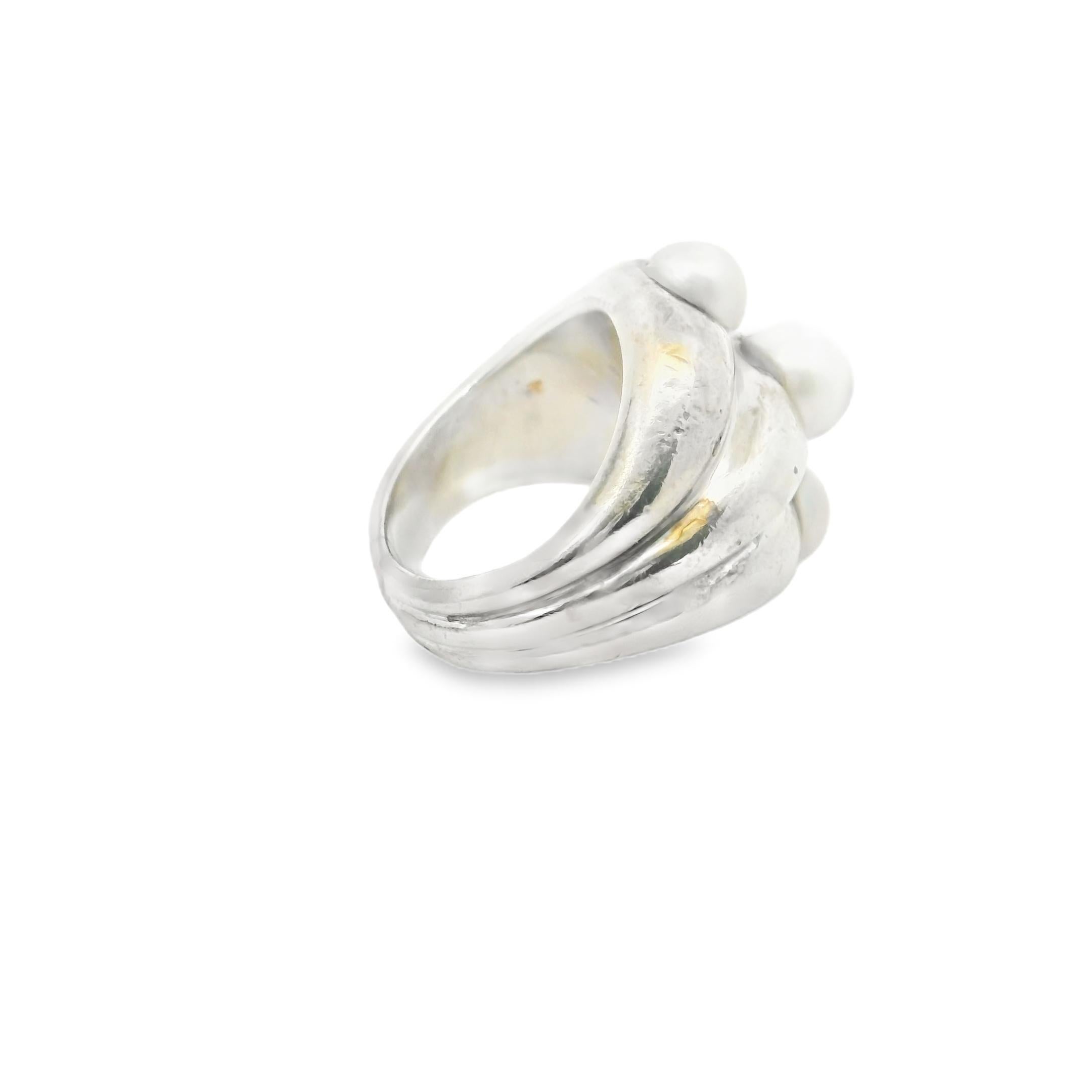 Bead Silver Susanne Belperron Pearl Ring For Sale