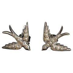 Silver Swallow Bird Studs, Victorian Revival Sterling Silver Bird Earrings