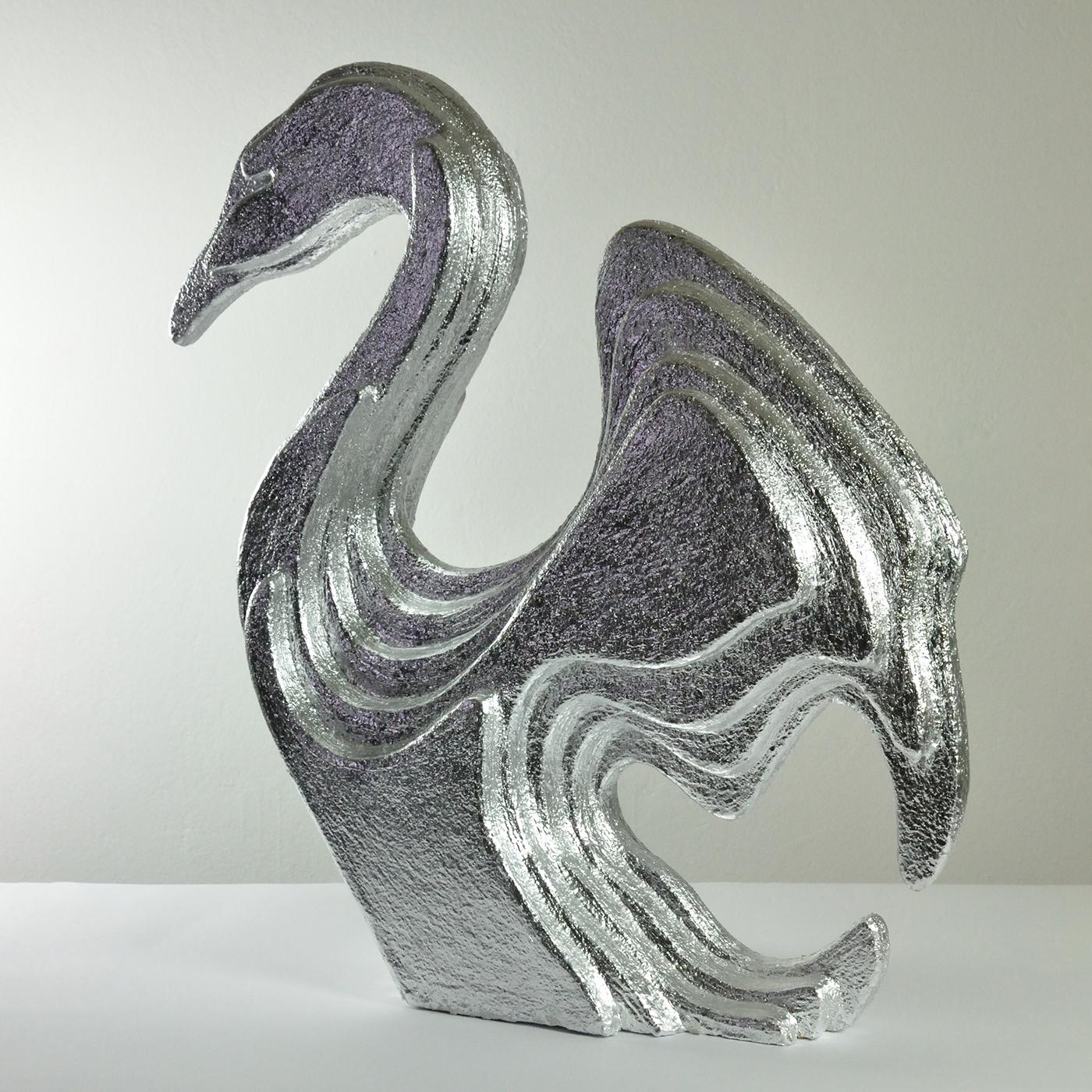 Silberne Schwanen-Skulptur (Handgefertigt) im Angebot