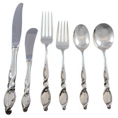 Juego de Cubiertos de Plata de Ley Swirl by Wallace para 8 Servicio 52 Piezas Moderno