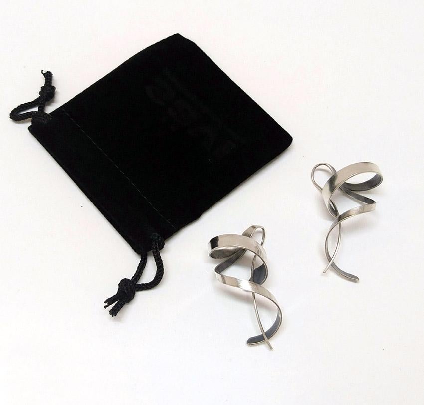 Silver Swirls, American Modernist Silver Earrings, Gerhard Herbst Studio 3