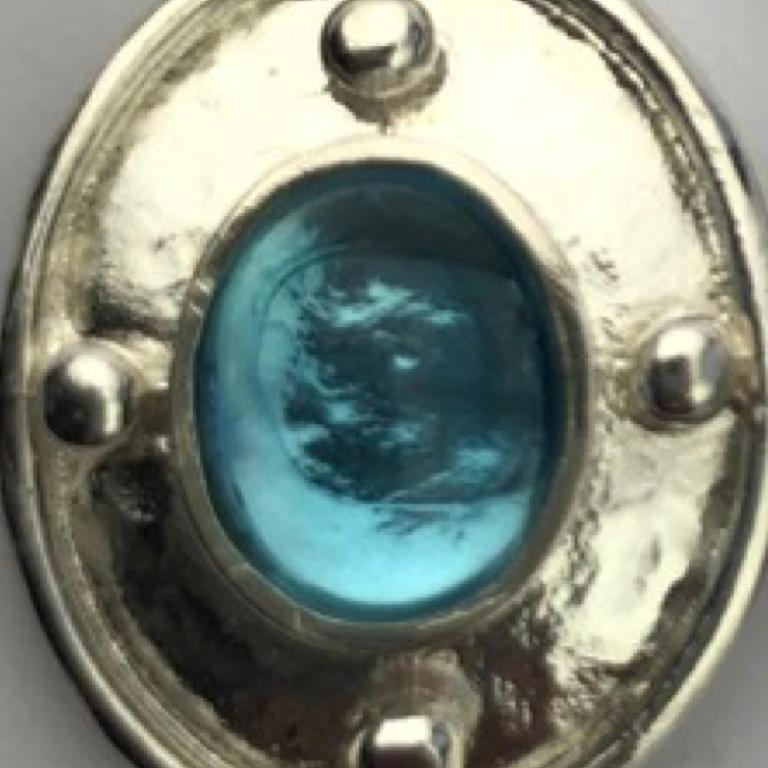 Silber Silber Schweizer Blautopas-Ohrringe (Neobarock) im Angebot