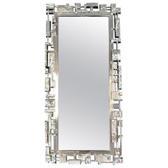 Vintage Silver Syroco Brutalist Wall Mirror