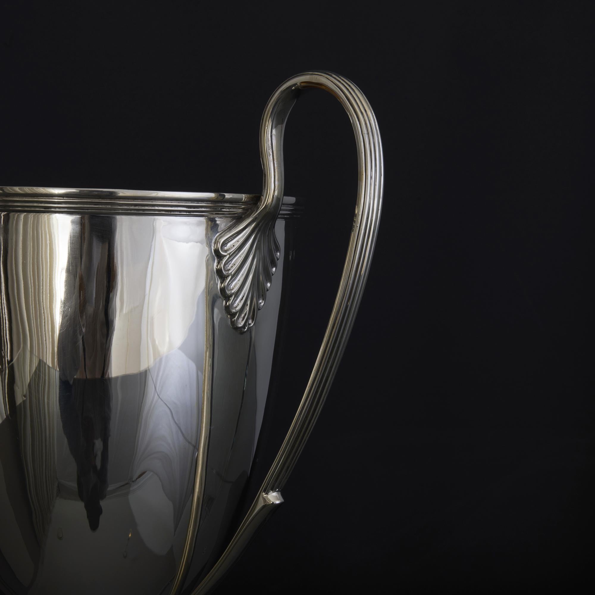 Edwardian neoclassical style sterling silver trophy cup & cover 1
