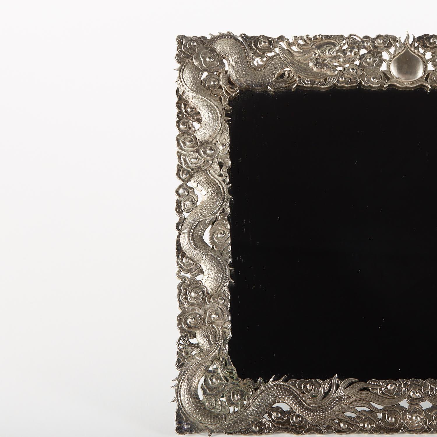 Chinoiseries Miroir de table en argent, Art of Asia, 19e siècle. en vente