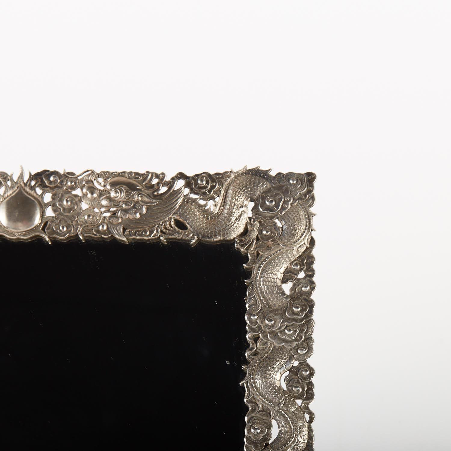Miroir de table en argent, Art of Asia, 19e siècle. Bon état - En vente à Saint-Ouen, FR