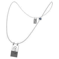 Silver Tag "Escapulario" Modern and Youthful Necklace with Colored Gems