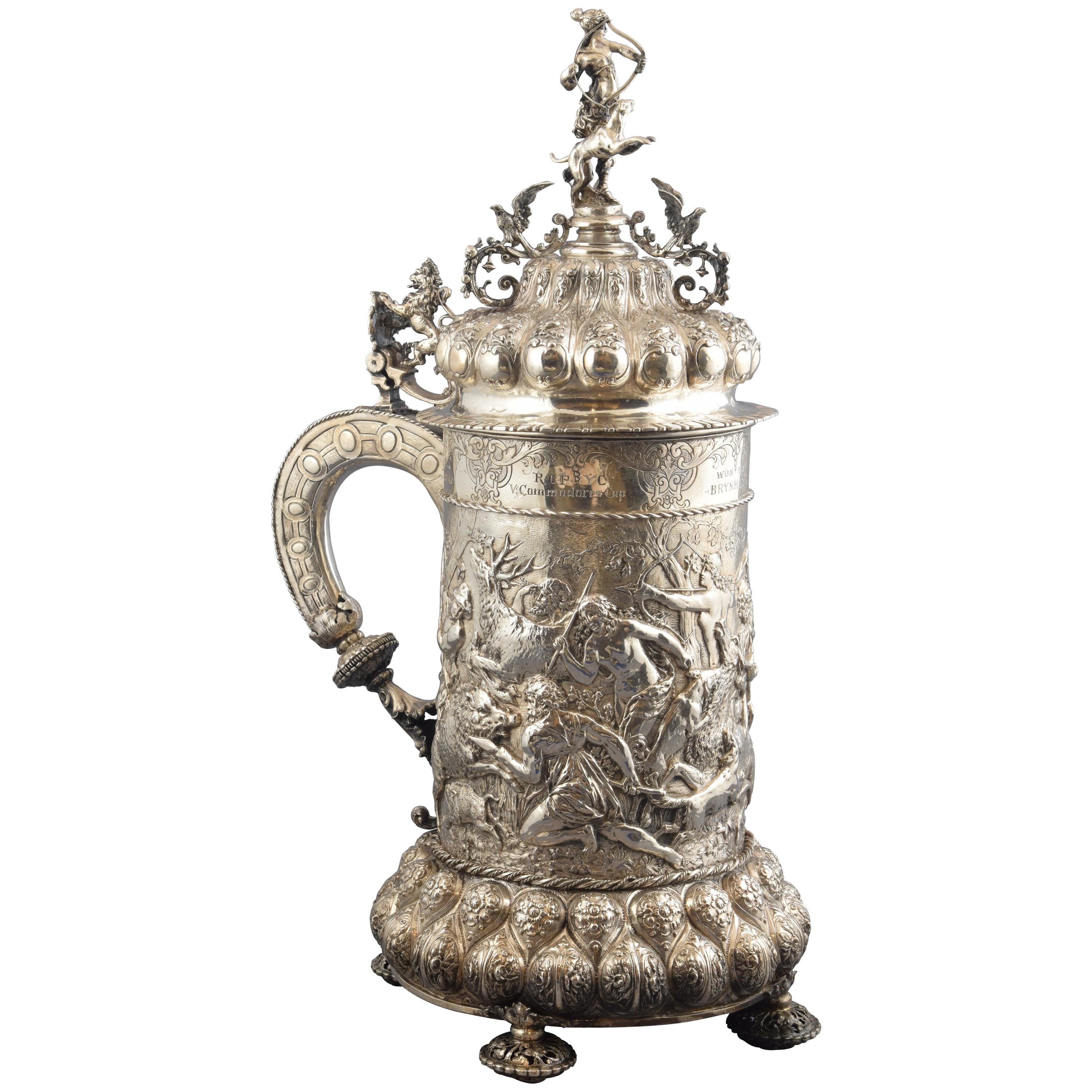 Silver Tankard "Commodore Cup" Trophy from Dover, English Import