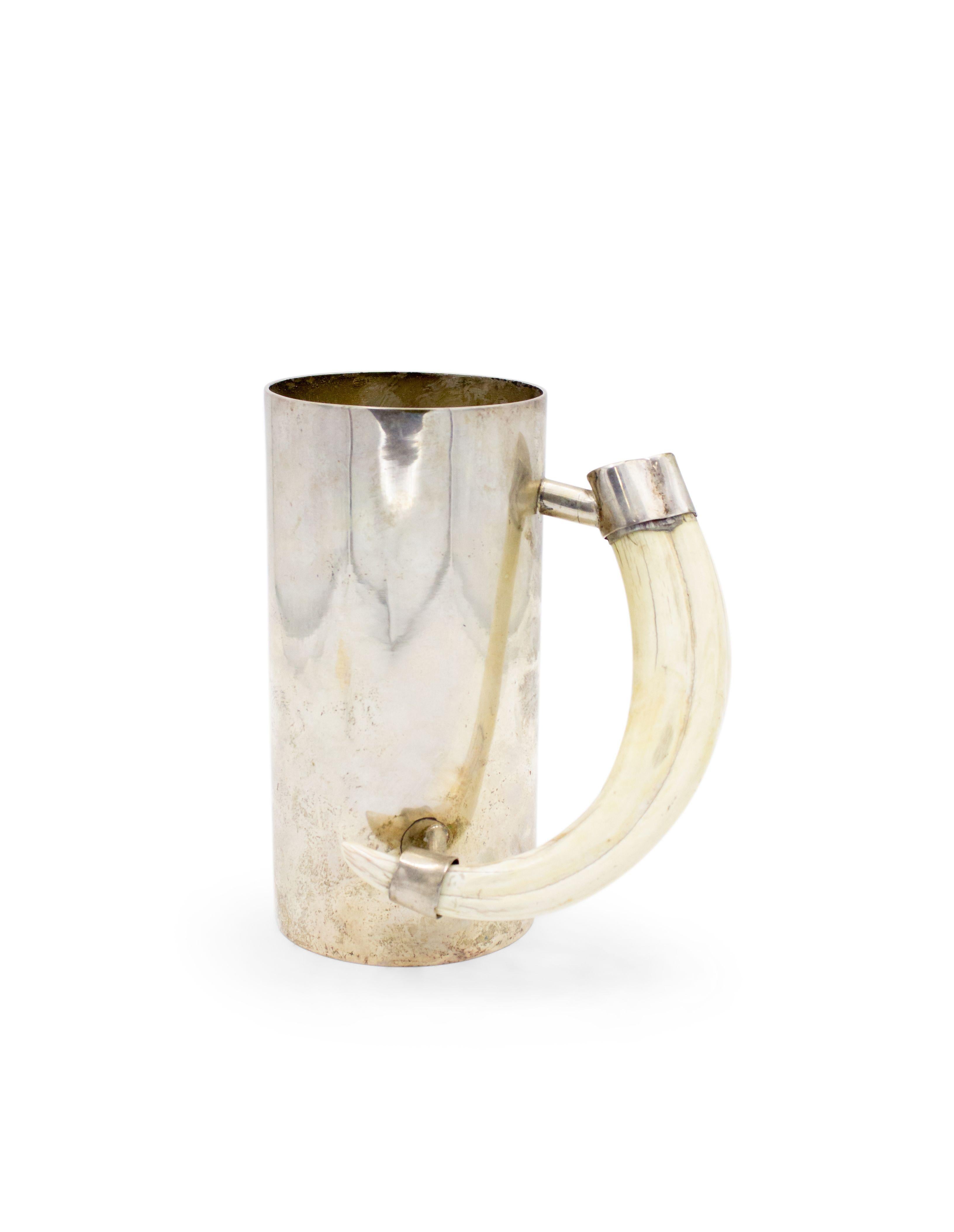 Silver Tankard with Boar Tusk Handle In Good Condition For Sale In New York, NY