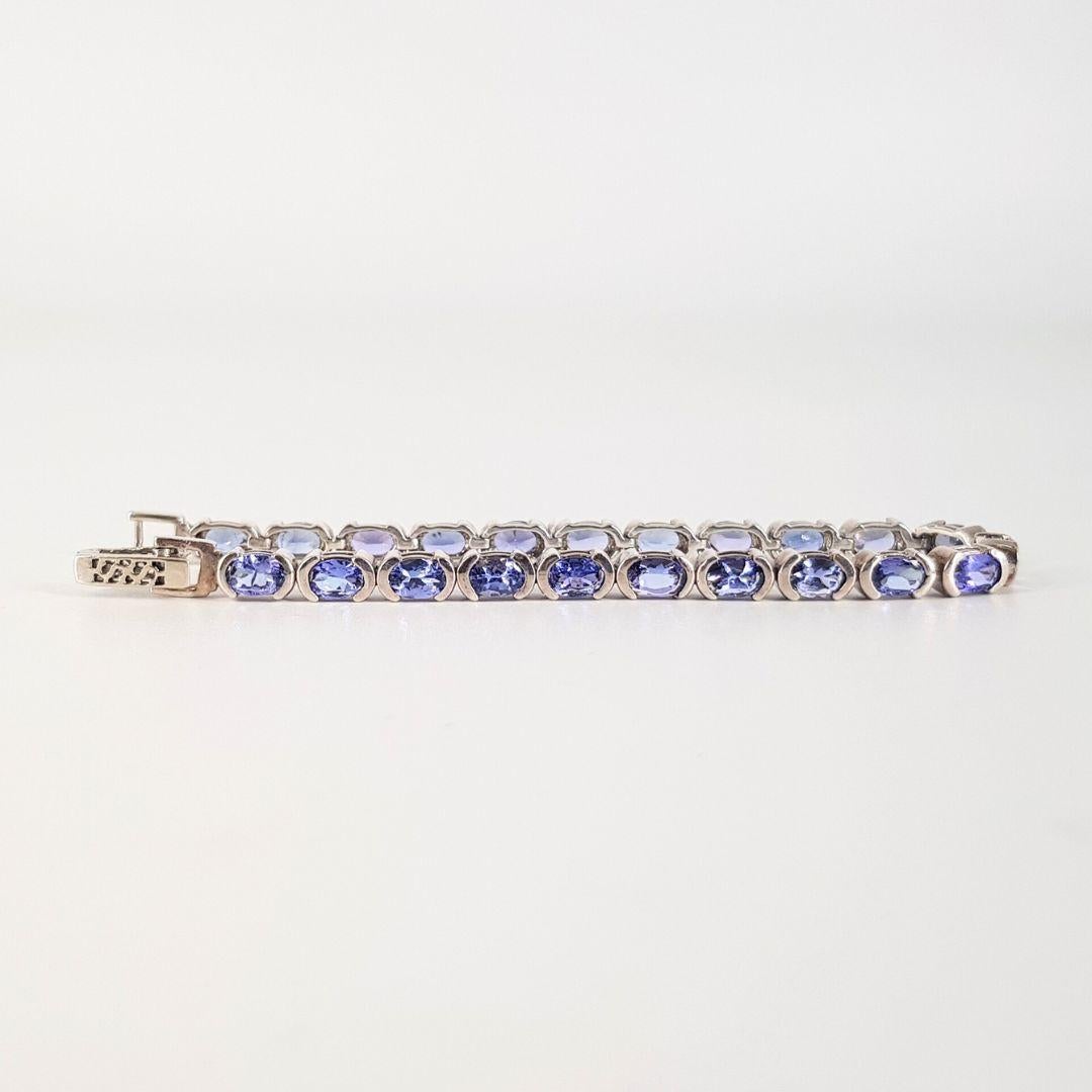 Oval Cut Silver Tanzanite Bracelet For Sale