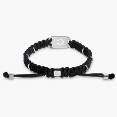 Silver Taurus Bracelet with Black Macrame