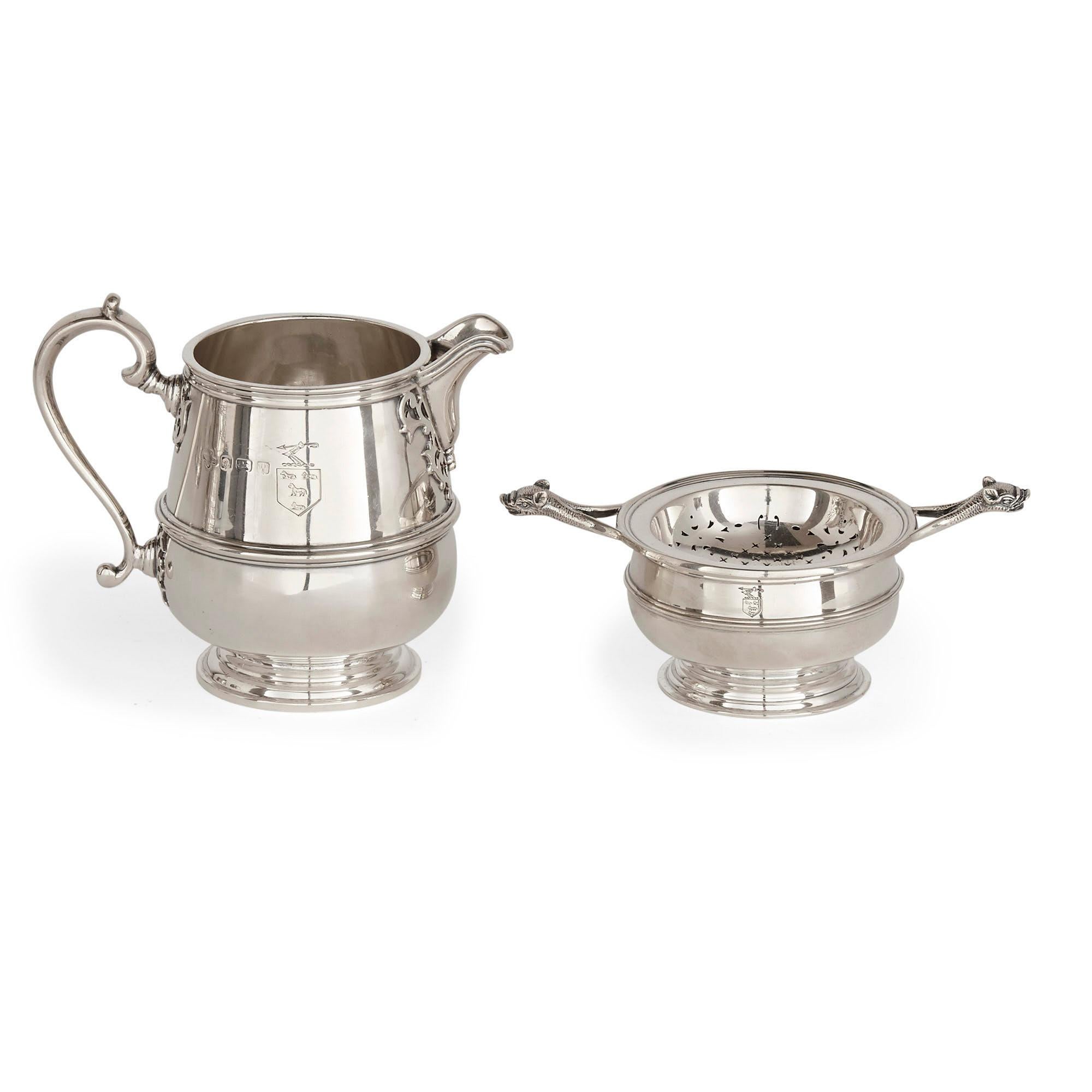 Sterling Silver Silver Tea and Coffee Set with Matching Tray