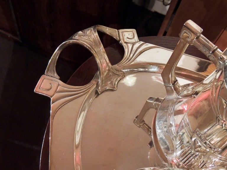 Silver Tea and Coffee Set WMF Art Nouveau Jugendstil Five-Piece For Sale 3