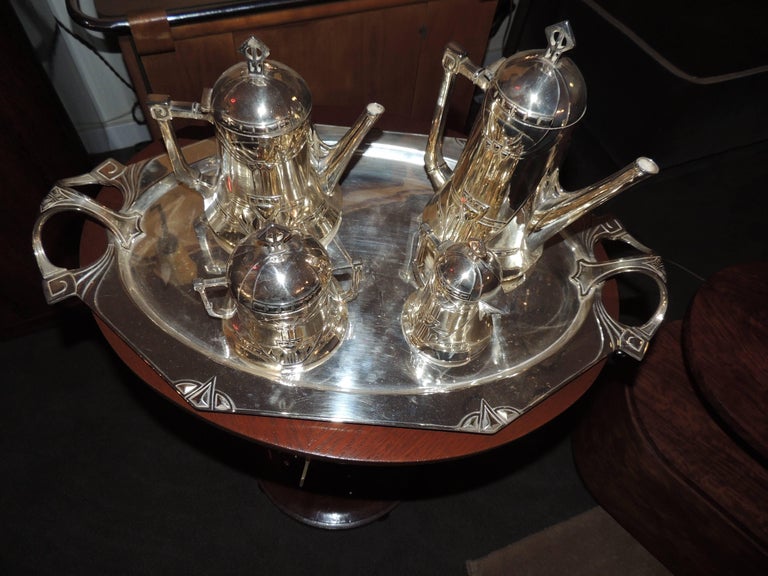 Plated Silver Tea and Coffee Set WMF Art Nouveau Jugendstil Five-Piece For Sale