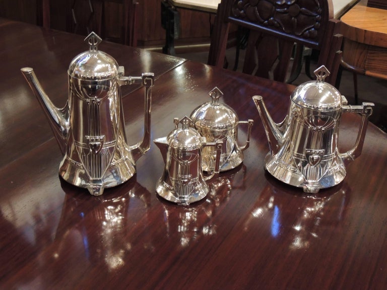 Silver Tea and Coffee Set WMF Art Nouveau Jugendstil Five-Piece For Sale 1